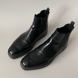 Prada Black Leather Chelsea Boots